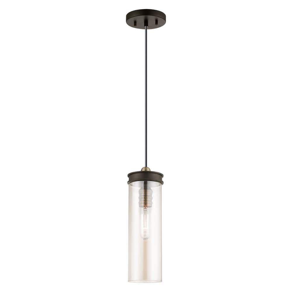 Bronze and Champagne Glass Mini Pendant Light with LED