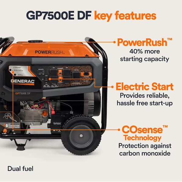 Generac 9400 / 7500-Watt Dual Fuel Electric Start Gasoline