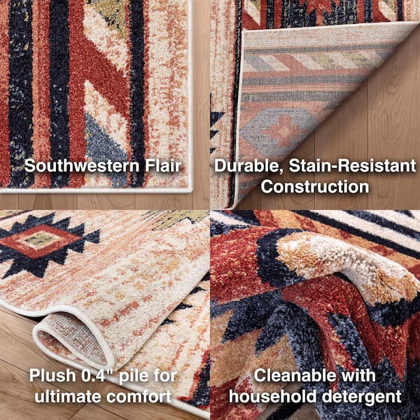 Tulsa Lea Traditional Southwestern Tribal Cream 2 ft. 7 in. x 9 ft. 10 in. Runner Rug