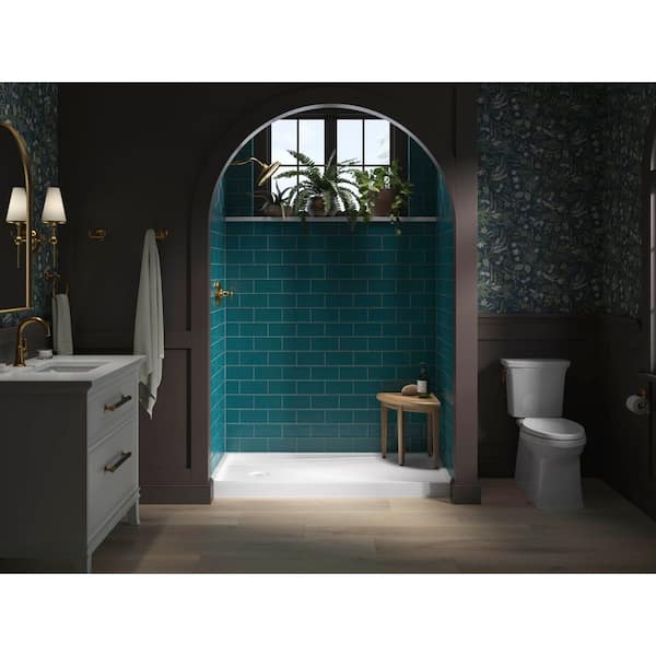 Paces 60 in. L x 32 in. W Shower Alcove Shower Pan Base with Left Hand Drain in White