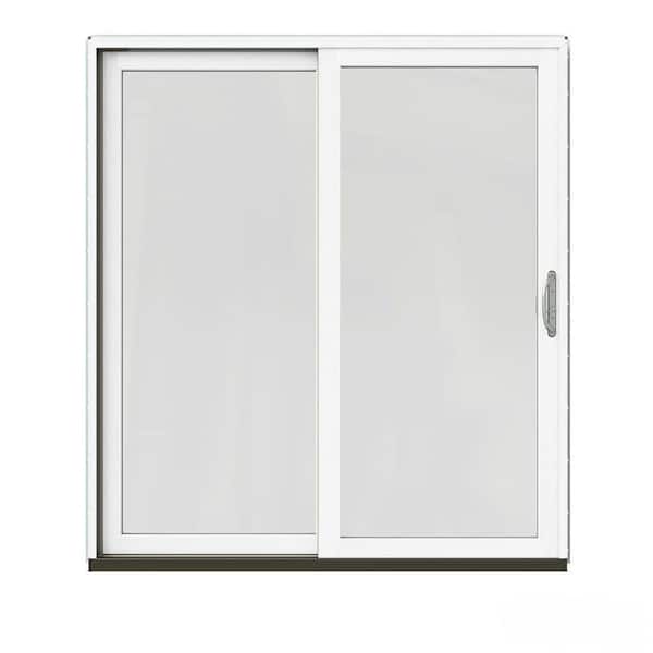JELD-WEN 72 in. x 80 in. W-2500 Contemporary Green Clad Wood Left-Hand Full Lite Sliding Patio Door w/White Paint Interior