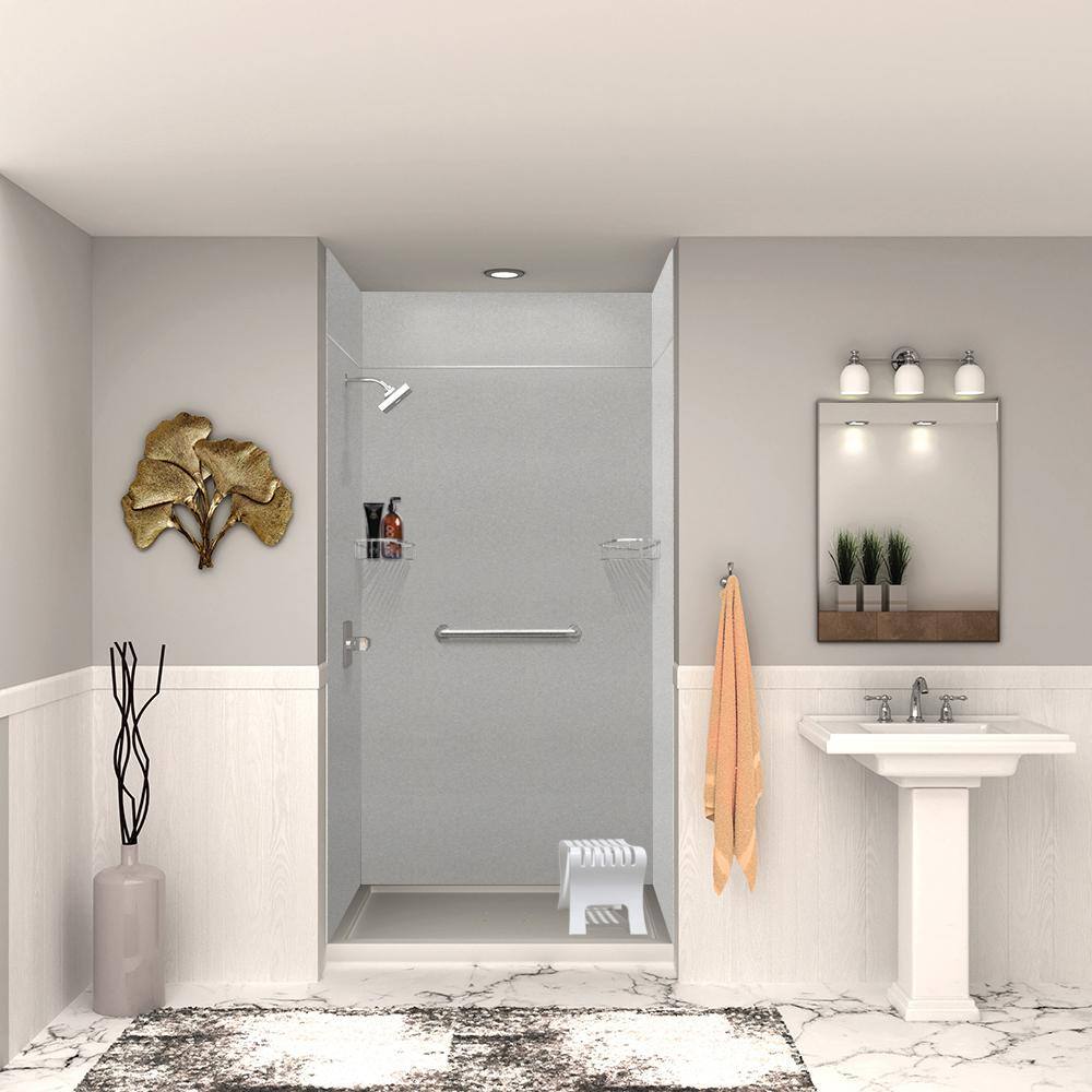 SaraMar 48'' W Gray Solid Surface Shower Wall Panels