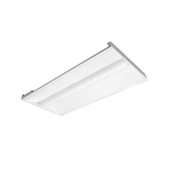 RUN BISON 2 ft. x 4 ft. 5500 Lumens White Integrated LED Troffer Light with Emergency Battery Backup 5000K 0-10-Volt Dimmable