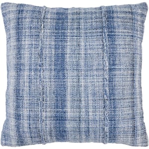 Mud Cloth Blue Woven Down Fill 18 in. x 18 in. Decorative Pillow