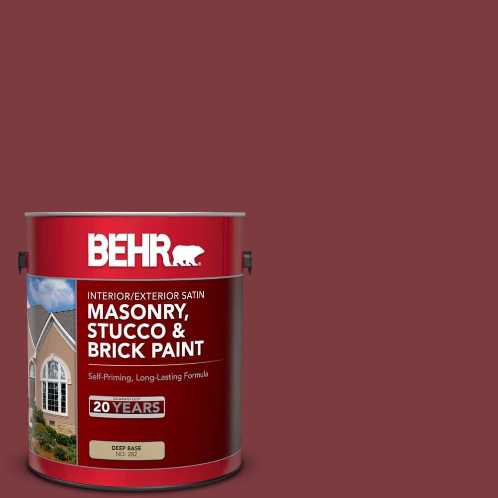Som regel træ landdistrikterne BEHR 1 gal. #PFC-02 Brick Red Satin Interior/Exterior Masonry, Stucco and Brick  Paint 28201 - The Home Depot