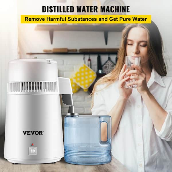 VEVOR Water Distiller 750 Watt Purifier Filter 1.1 Gal. Fully Upgraded  Distilling Pure Water Machine with Handle, White BST-007ZLSJ000001V1 - The  Home Depot