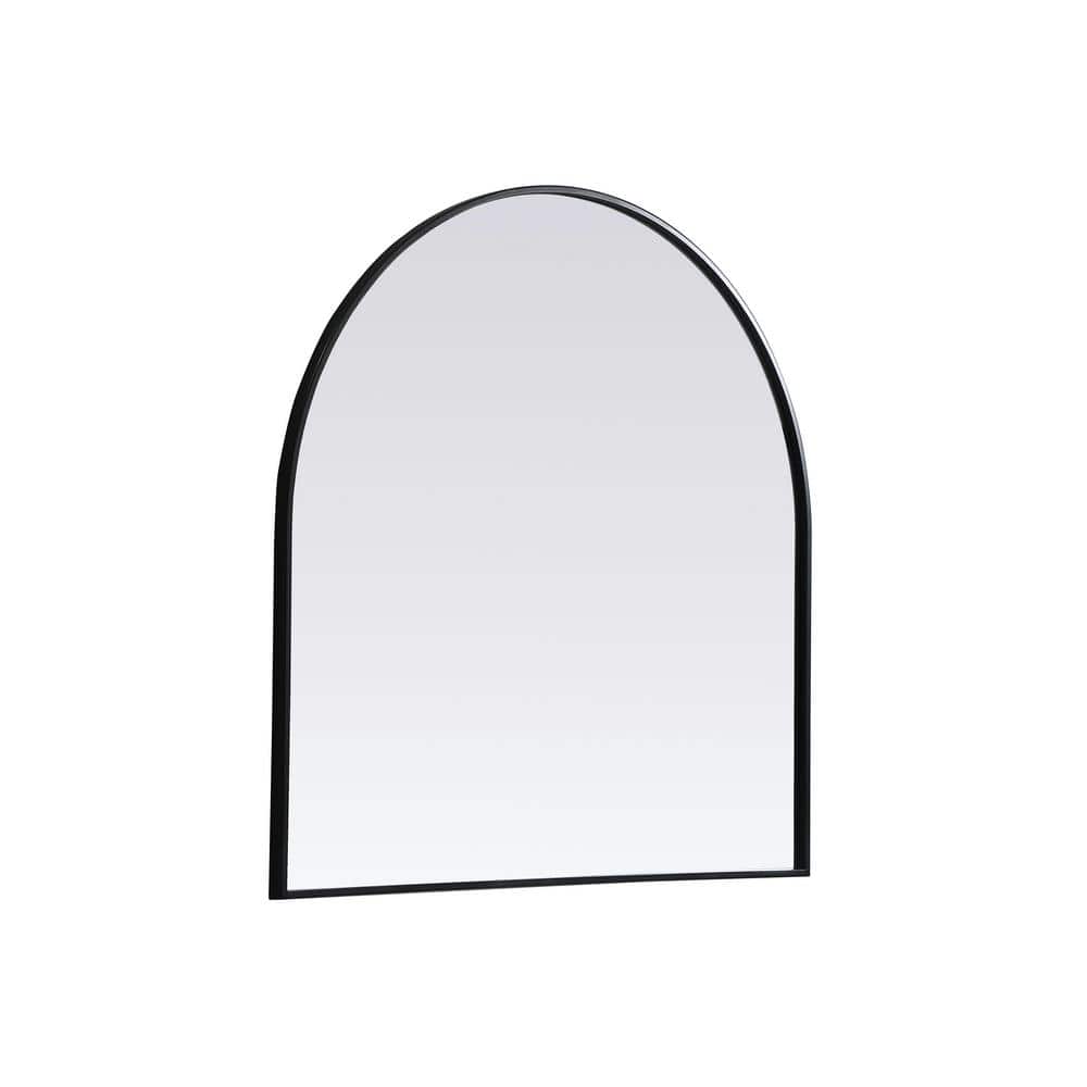 Black Metal Arch Wall Mirror with MDF Backing