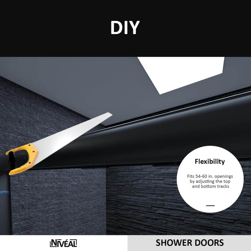 Matte Black Sliding Tub Door with Clear Tempered Glass