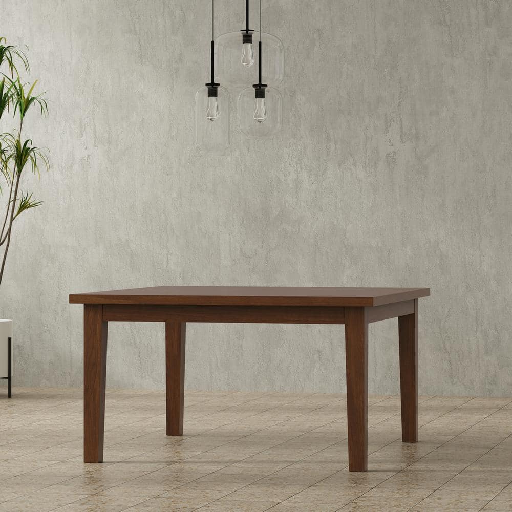 Simpli Home Eastwood Square Contemporary Walnut Wood 54 in. 4-Legs