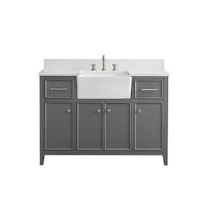Casey 48 in. W x 22 in. D Bath Vanity in Gray with Engineered Stone Vanity Top in Ariston White with White Sink
