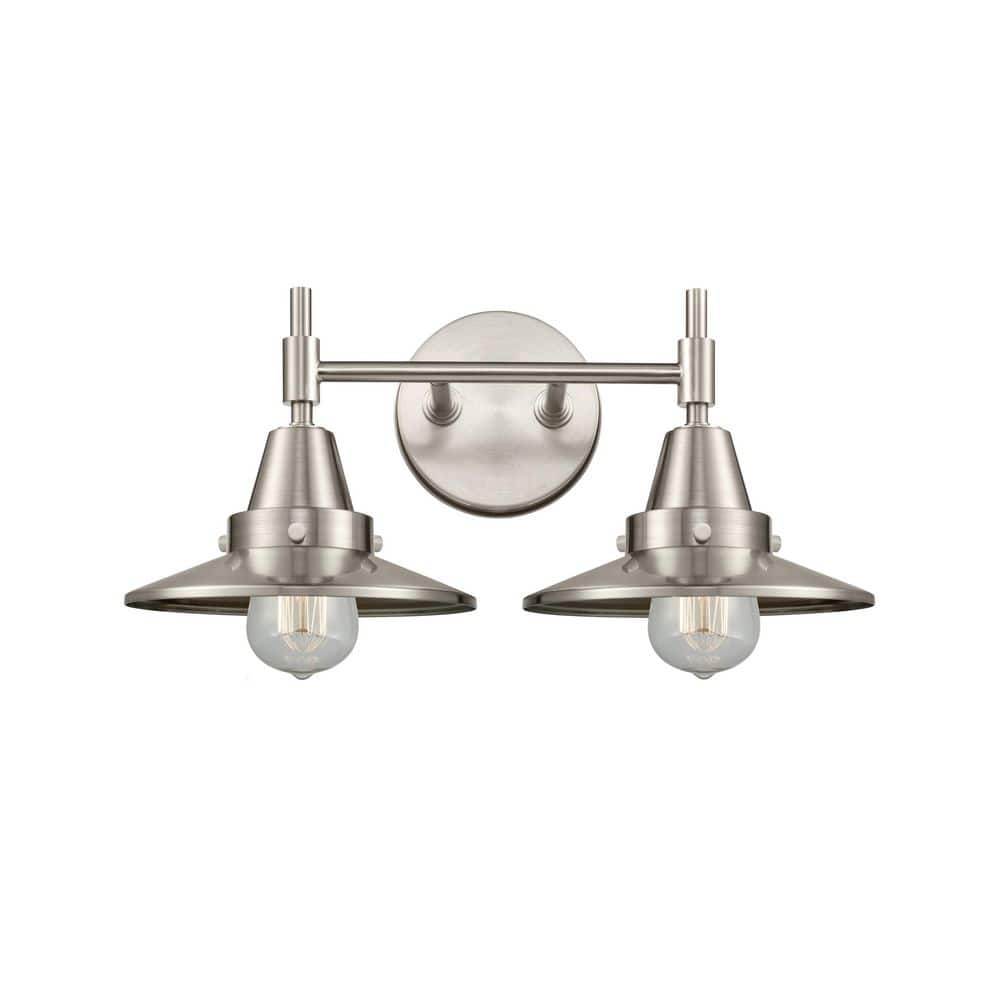 Railroad 17 in. 2-Light Satin Nickel Vanity Light with Metal Shade price history on PriceWatchPro