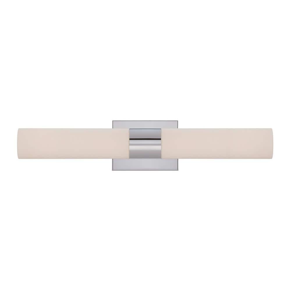 22-Inch Chrome LED Outdoor Wall Light with Opal Glass Shade