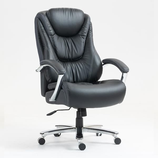 Hale Faux Leather Swivel Executive Office Chair Ergonomic Task Chair in Black with Lumbar Support,Padded Arms,High Back