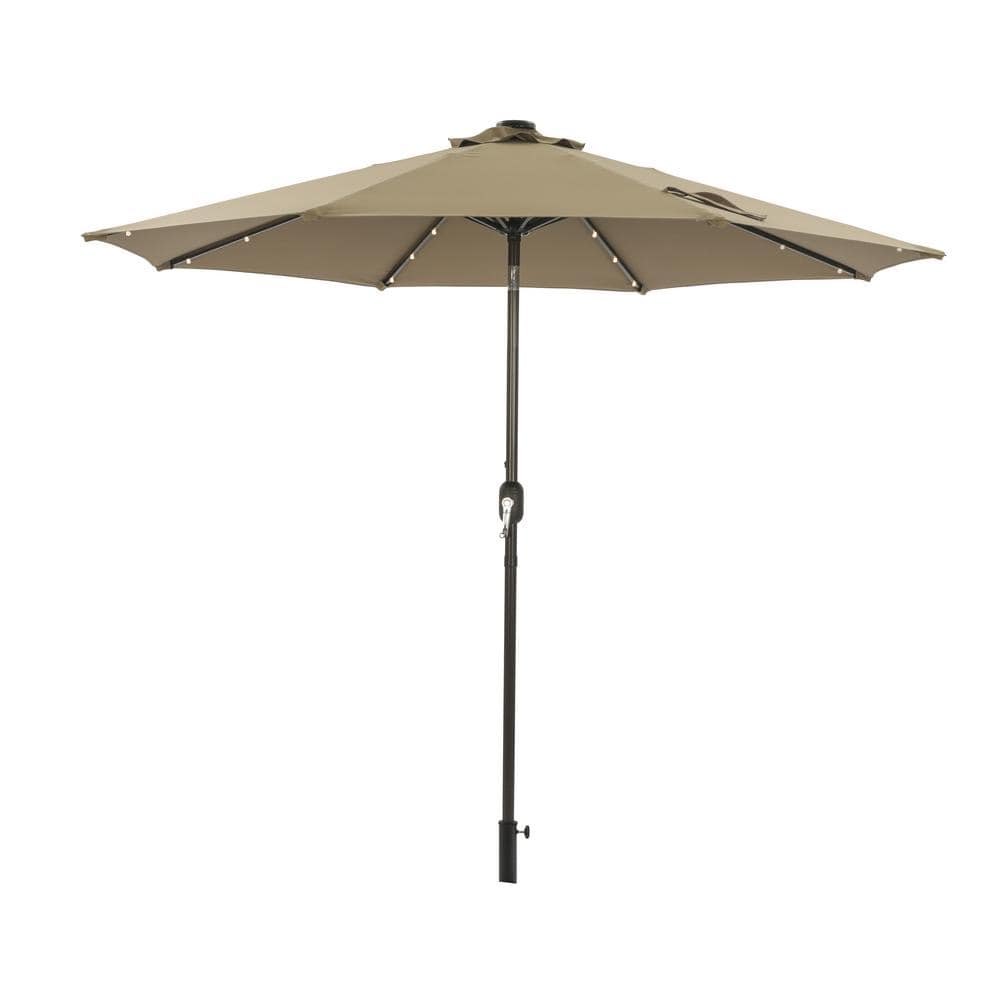 9 ft. Mental Market Patio Umbrella with LED Light in Topological