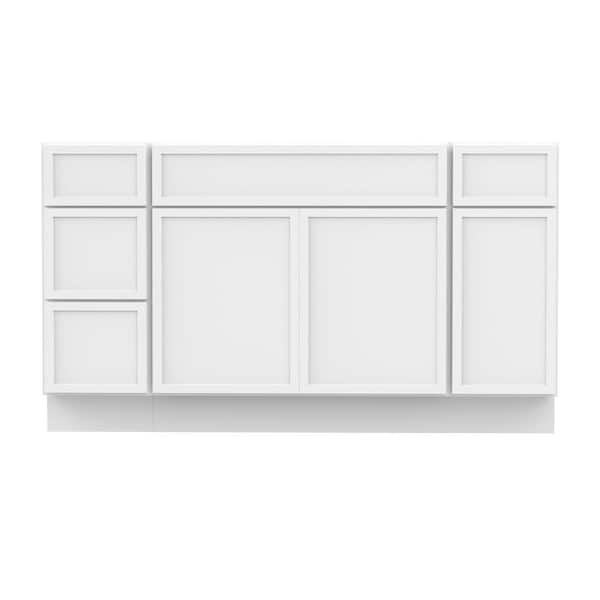 57 in. W x 21 in. D x 32.5 in. H Bath Vanity Cabinet without Top in White