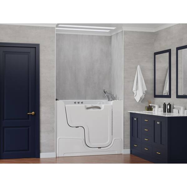 Universal Collection 29 in. L x 52 in. W Right Side Drain Combination Jetted Bathtub in White with Powered Fast Drain