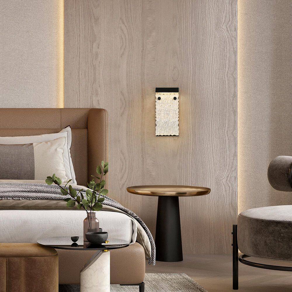 1-Light Transitional Black Integrated LED Wall Sconce with Textured Acrylic Plates price history on PriceWatchPro