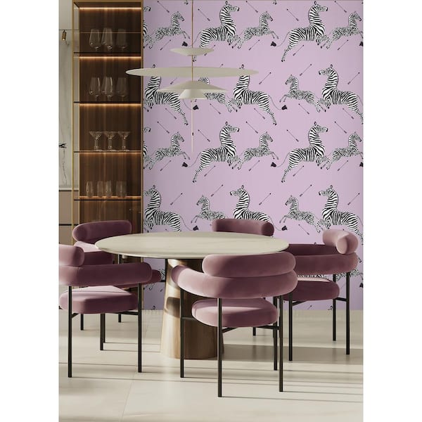 Scalamandre Pink Lilac Zebra Safari Matte Vinyl Peel and