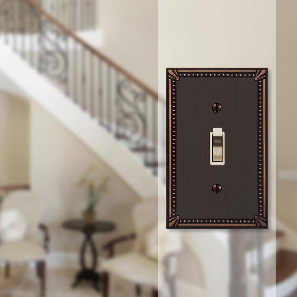Aged Bronze 1-Gang Cast Metal Toggle Wall Plate
