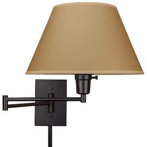 Cambridge 13 in. 1-Light Black 150-Watt Transitional Wall Sconce with Opaque Paper Shade, No Bulb Included