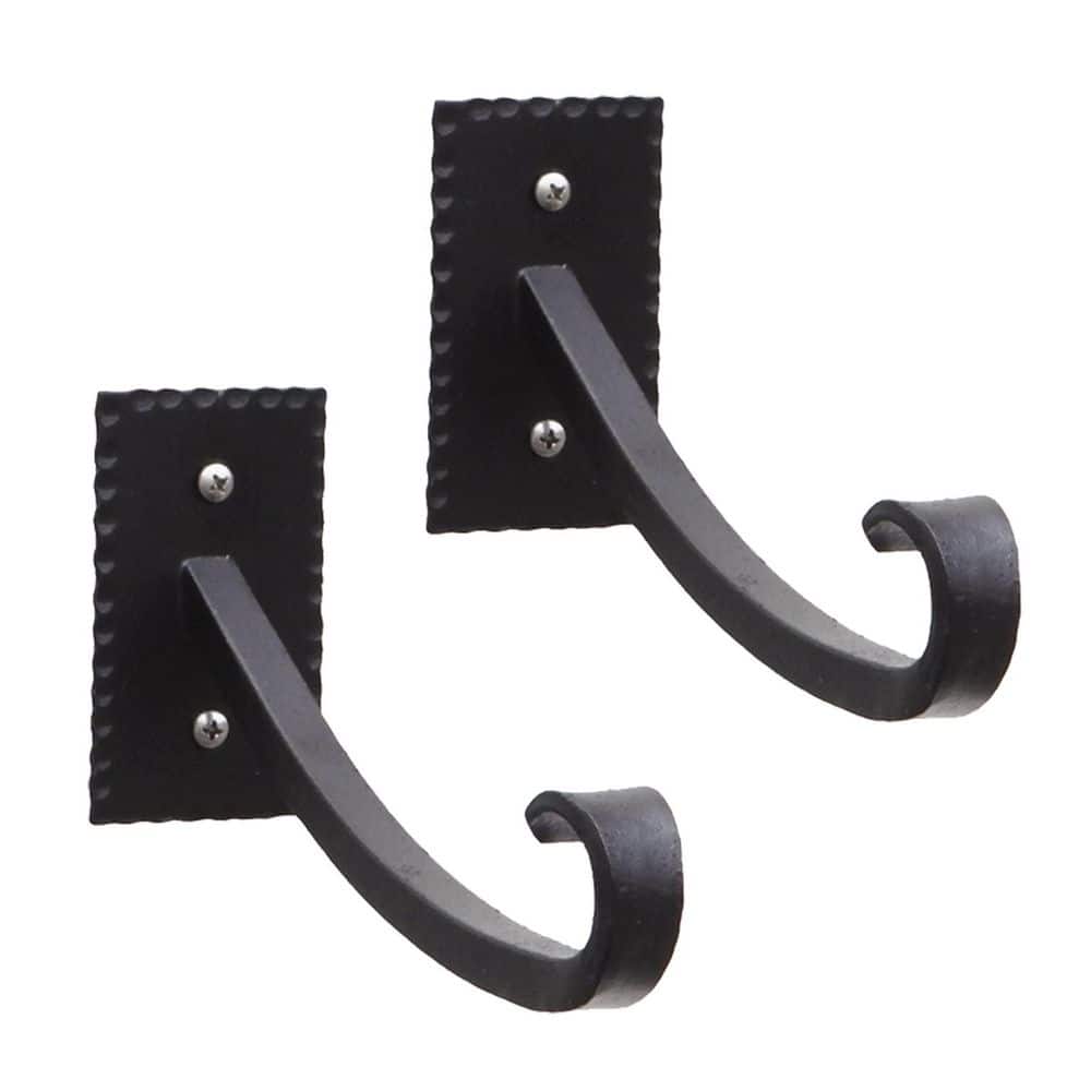 Set of 2 Wrought Iron Lodge Up Curled Brackets with Multiple Hooks 7.75 in. Long Black Powder Coat Finish price history on PriceWatchPro