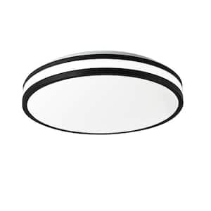 13 in. Matte Black Adjustable CCT Integrated LED Flush Mount 3000K/4000K/5000K Light Fixture