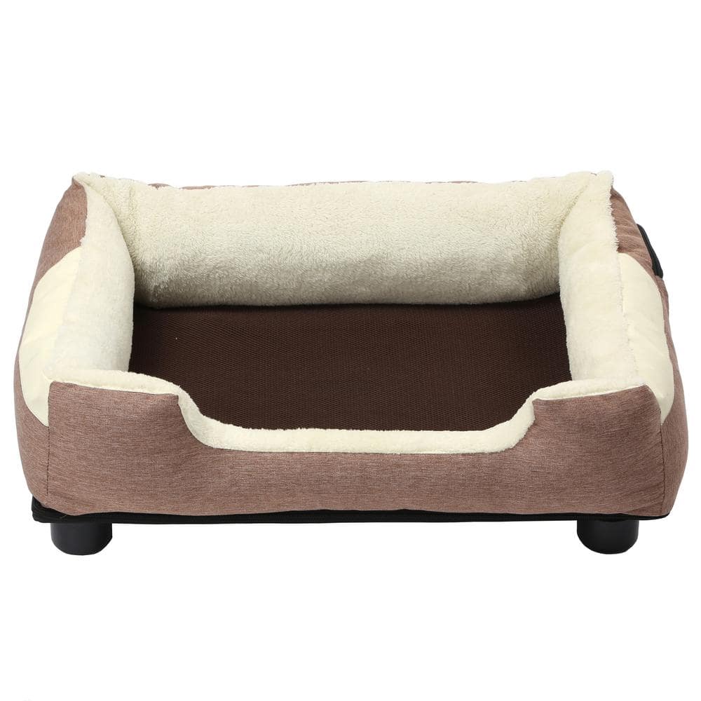 Medium Brown Faux Fur Electronic Heating and Cooling Pet Bed