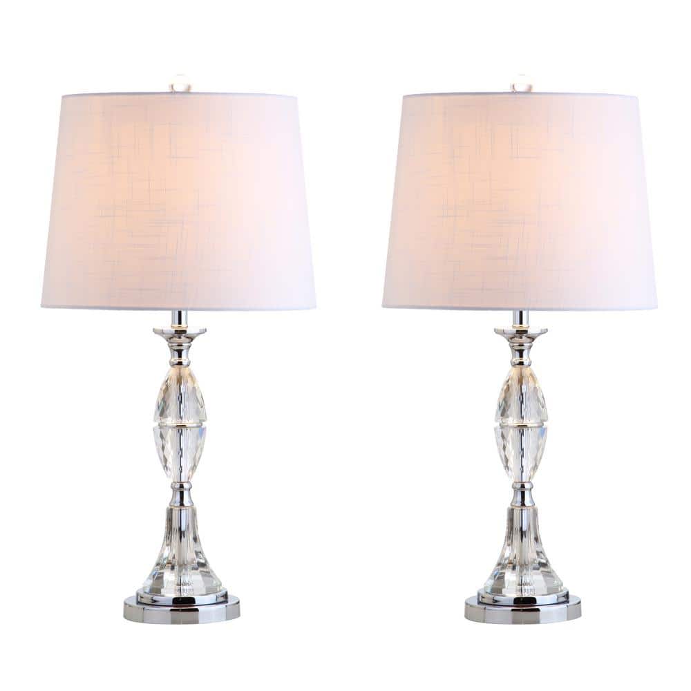 JONATHAN Y Reid 25.5 in. Crystal Table Lamp, Clear/Chrome (Set of 2 ...