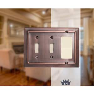 Architectural 3-Gang (2-Toggle, 1-Decorator/Rocker) Wall Plate (Antique Copper Finish)