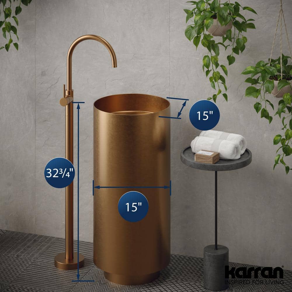 Cinox 15'' Copper Stainless Steel Pedestal Bathroom Sink