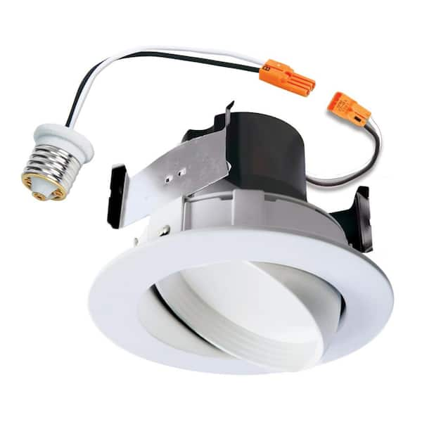 HALO RA 4 in. White Integrated LED Recessed Ceiling Light Fixture Adjustable Gimbal Retrofit Trim, 90 CRI, 3000K Soft White