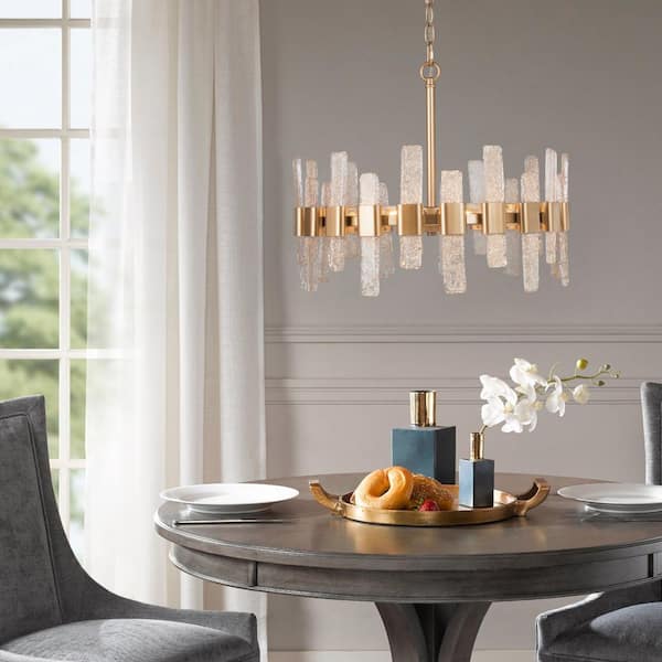 Uolfin Modern Gold Dining Room Chandelier Eicy 6 Light Farmhouse Bedroom Drum Pendant Fixture With Icing Glass Strips B73iznhd23795mq Uolfin Modern Gold Dining Room, Modern Gold Dining Room Chandeliers