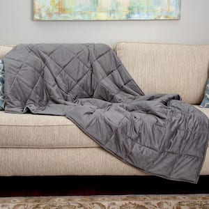 Grey 18 Lb. Full/Queen Quilted Plush Weighted Blanket