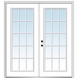72 in. x 80 in. Classic Right-Hand Inswing 15-Lite Clear Primed Fiberglass Smooth Prehung Front Door with Brickmould