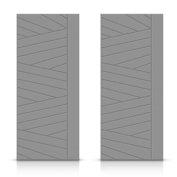 CALHOME 48 in. x 80 in. Hollow Core Light Gray Painted Composite MDF Interior Double Closet Sliding Doors