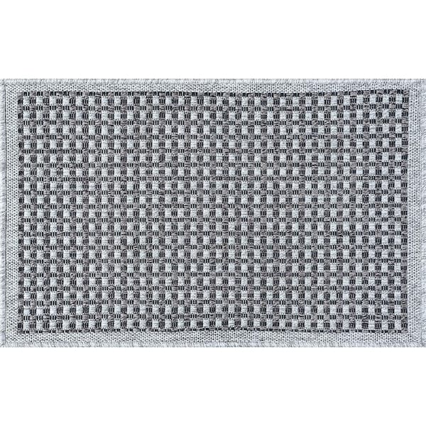 Tayse Rugs Denver Basketweave Light Gray 2 ft. x 3 ft. Indoor/Outdoor Area Rug