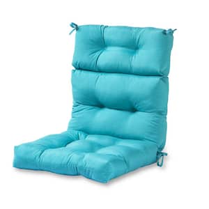 Solid Teal Outdoor High Back Dining Chair Cushion