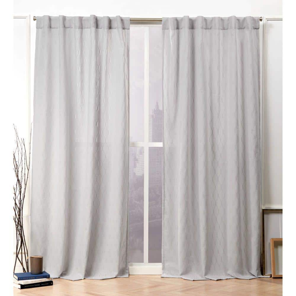 Nicole Miller Silver Trellis Back Tab Sheer Curtain 54 In W X 96 In L En7022 04 2 96h The Home Depot