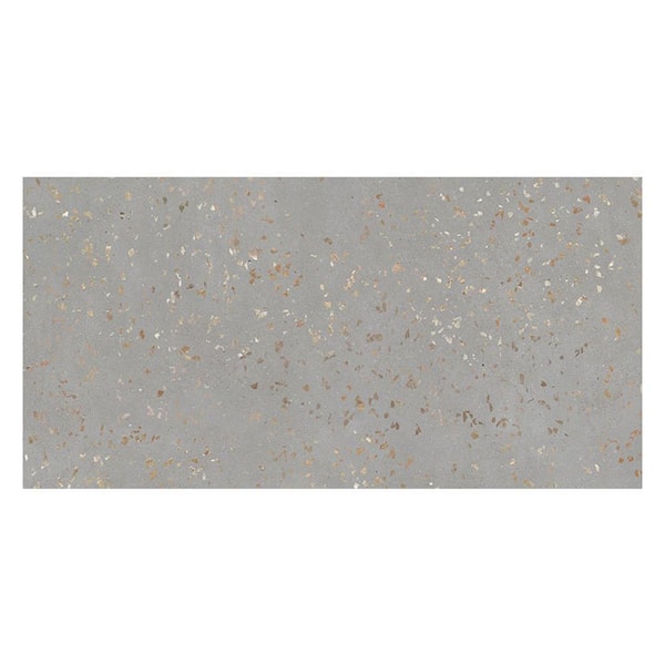 Terra Mia 24 in. x 48 in. Polished Warm Gray with Gold Flecks Porcelain Wall and Floor Tile (15.49 sq. ft./case)-2 Pack
