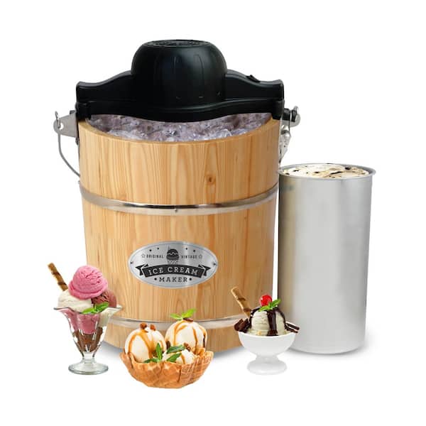 Maximatic 4 Qt. Old Fashioned Pine Bucket Electric or Manual Ice Cream Maker