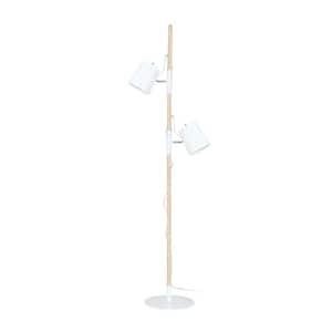 61-1/2 in. Matte White Adjustable Tree Floor Lamp with 2-Metal Lamp Shades