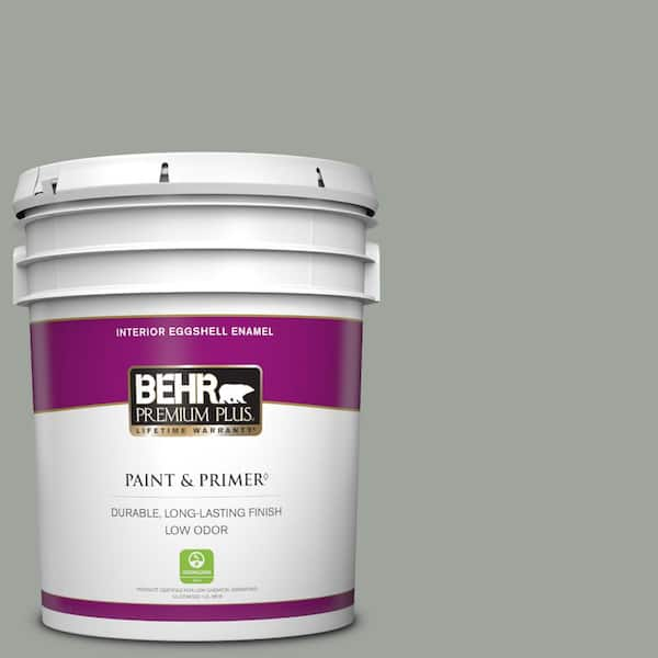 BEHR PREMIUM PLUS 5 gal. #710F-4 Sage Gray Eggshell Enamel Low Odor Interior Paint & Primer