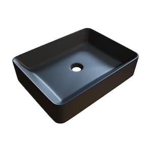 Rectangular Bathroom Ceramic Vessel Sink Art Basin in Black
