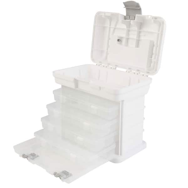 Stalwart 7 in. W - White Plastic 4 Drawer Tool Box for Hardware or Craft Supplies - Portable Tool Box