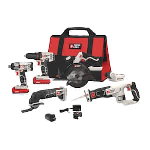 20V MAX Lithium-Ion Cordless 6 Tool Combo Kit with USB Charger, (2) 1.5Ah Batteries, and Charger