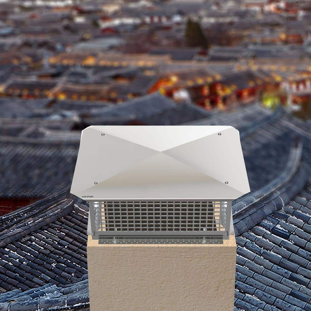Silver Stainless Steel Adjustable Outdoor Chimney Cap with Mesh