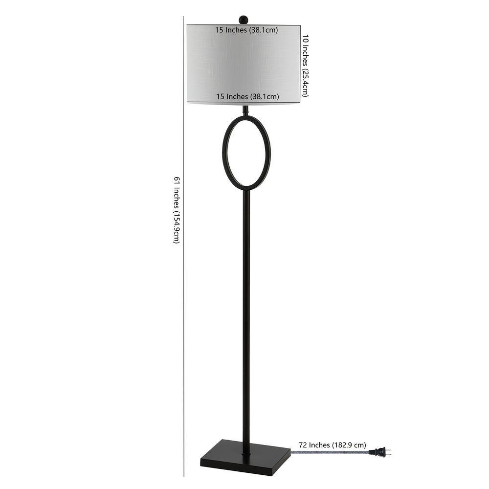 April 61" Oil-Rubbed Bronze Metal LED Floor Lamp with White Linen Shade