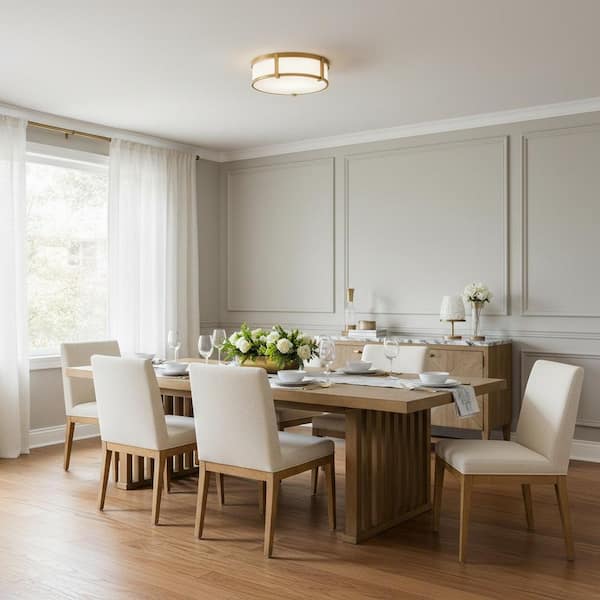 Lowell 16.0 in. 3-Light Brushed Bronze Flush Mount