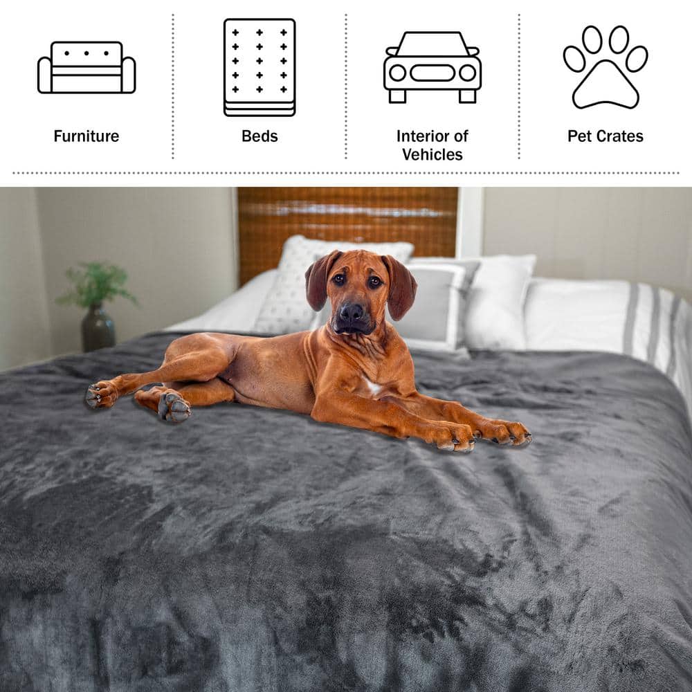 King-Size Gray Cotton Waterproof Blanket for Kids and Pets