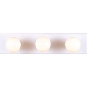 3-Light Indoor White Movie Beauty Makeup Hollywood Bath or Vanity Light Bar Wall Mount or Wall Sconce